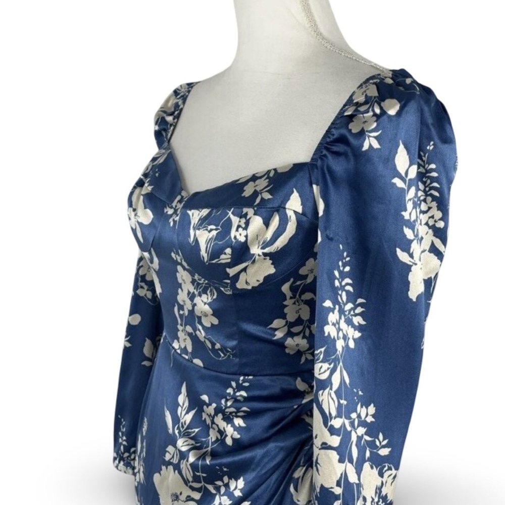 Reformation Gloriana 100% Silk Dress Long-Sleeve Floral Print Wrap Skirt | 2 - Picture 12 of 16